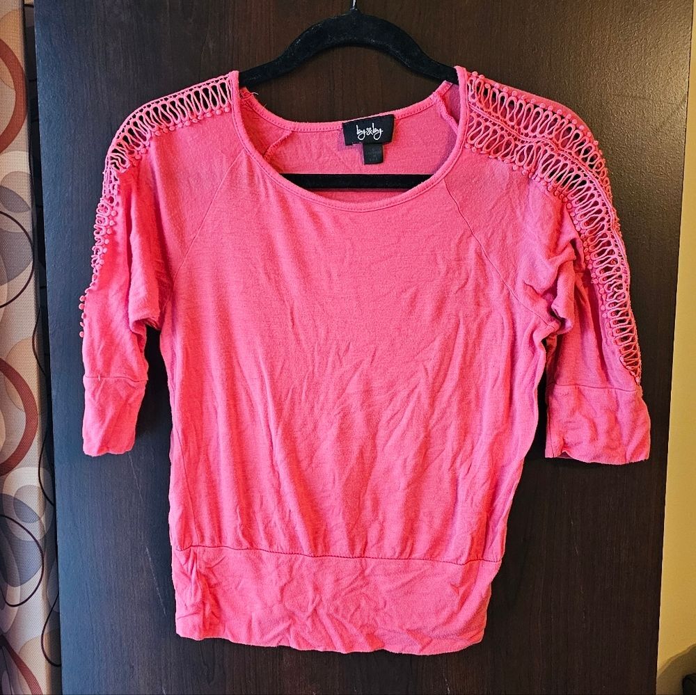 by & by Pink Women's Blouse with Crochet Details